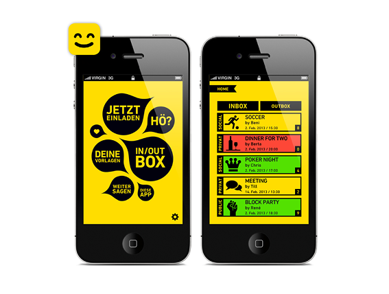 Screens unserer Einladungsapp ComeOn!