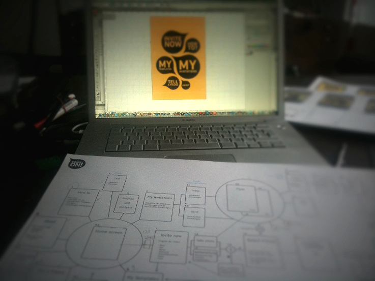 Erste Screendesigns und User Flows der ComeOn! App