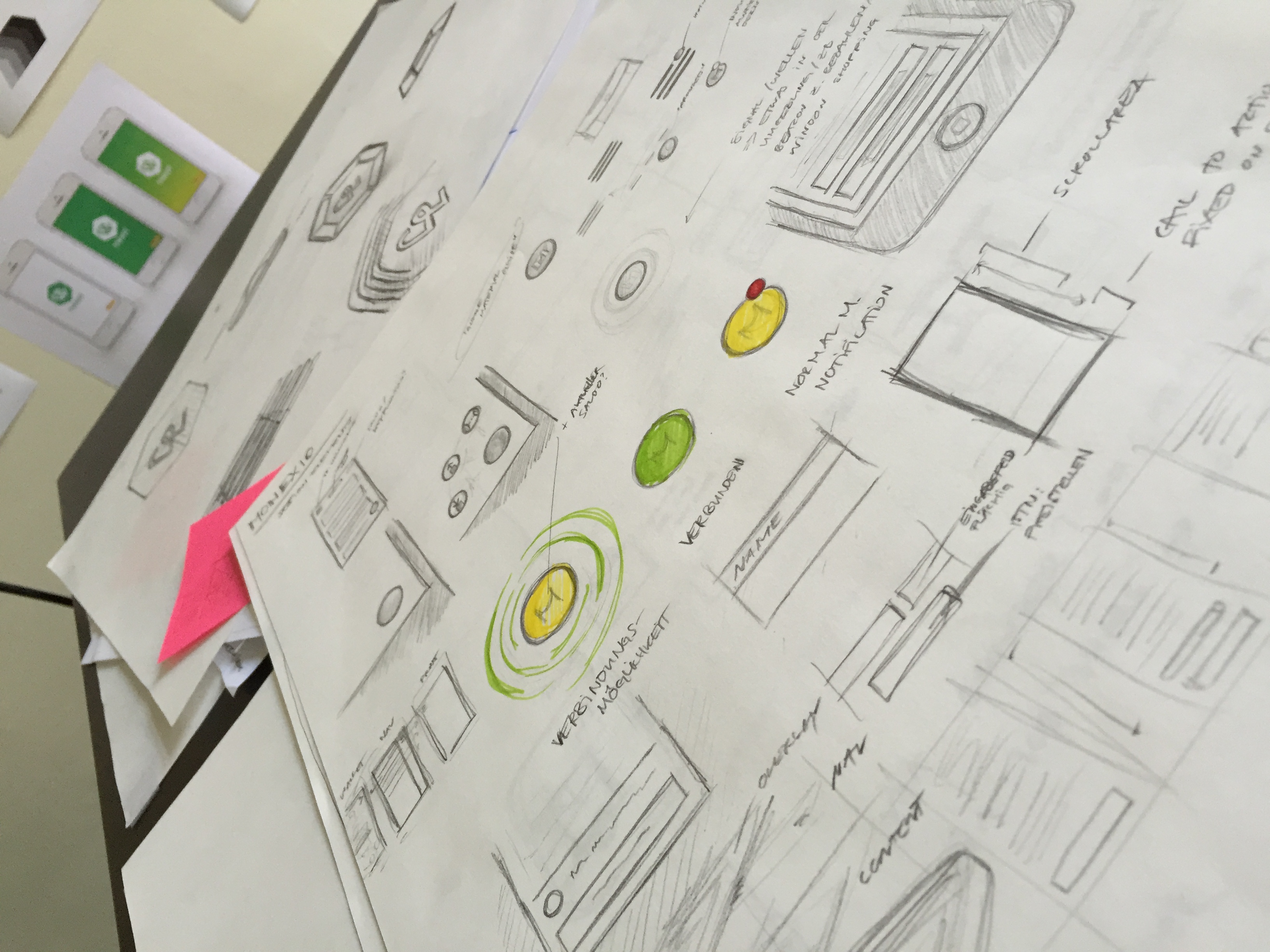 Bleistift Skizzen der ersten TWINT App