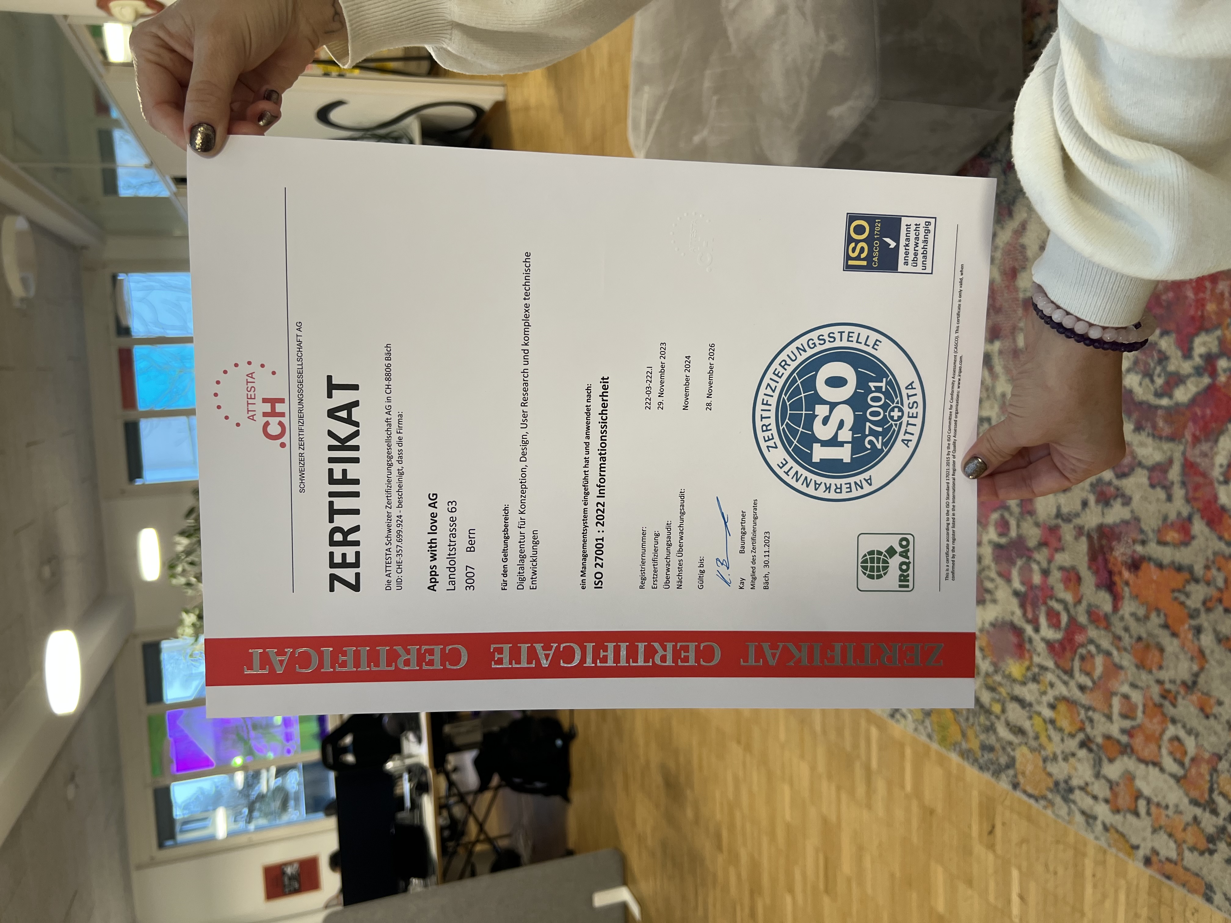 ISO 27001 Zertifikat Nahaufnahme