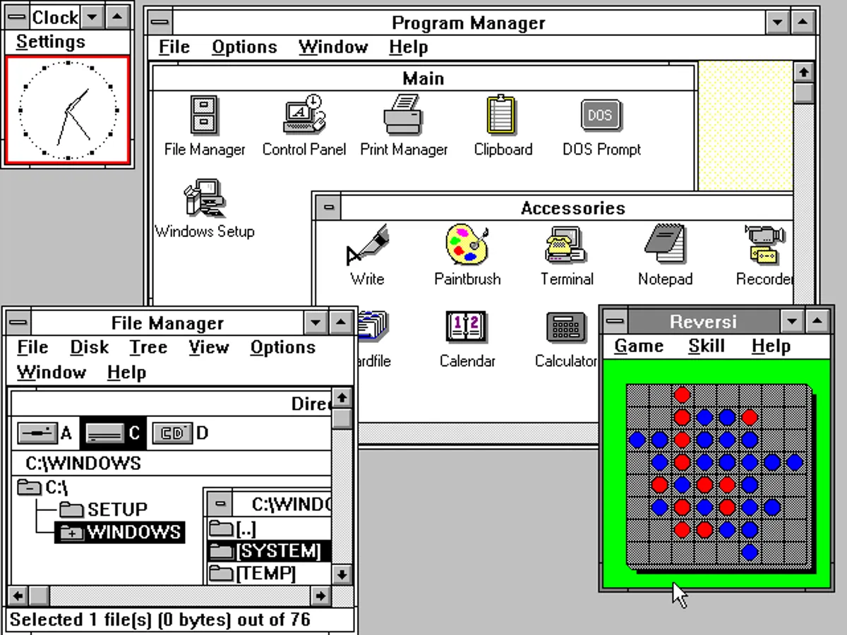 windows 3.0 desktop (1990)