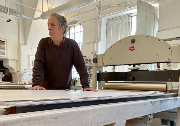 Tom Blaess in his Print Shop in Bern