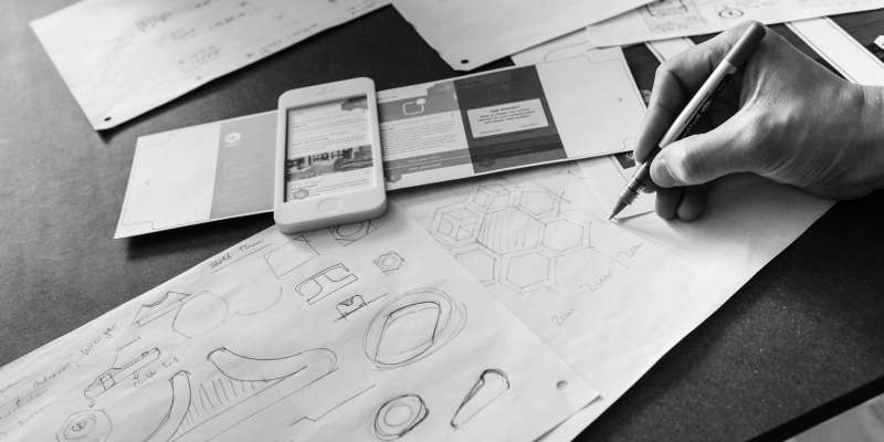 Markenentwicklung Skizzen auf Papier