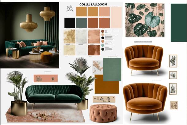 KI generated Moodboard for design furniture
