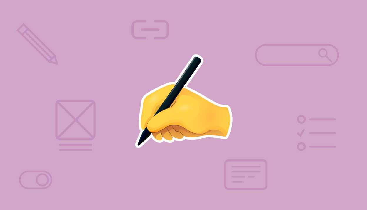 Main d'emoji avec crayon