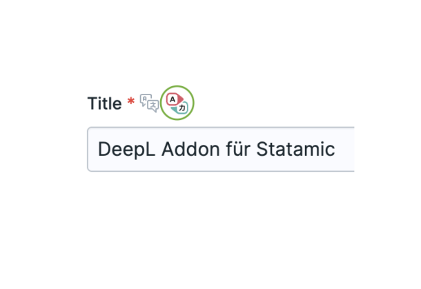 Translation icon that appears next to text fields as soon as the DeepL addon has been installed