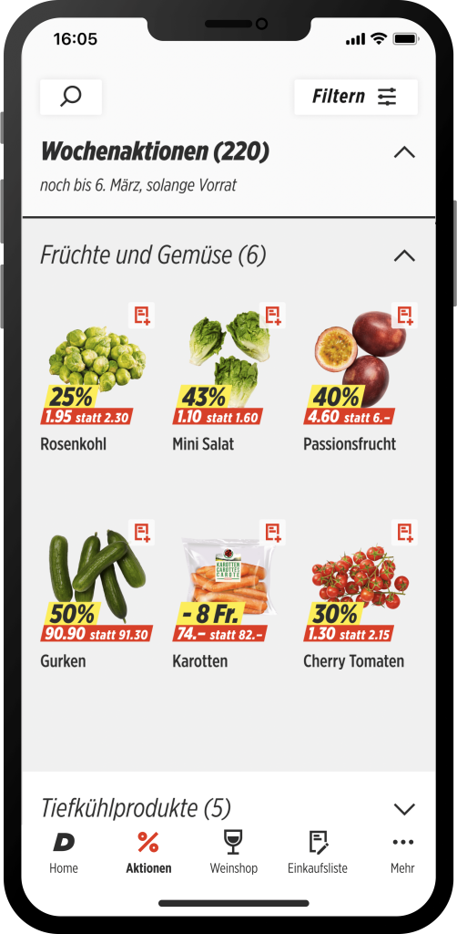 Aperçu des actions Denner actuelles