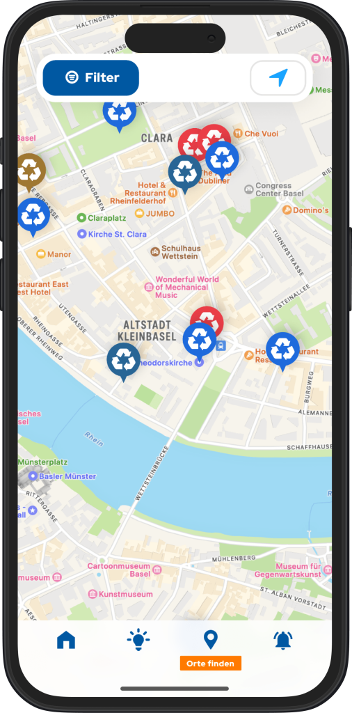 Karte mit Entsorgungsstandorten