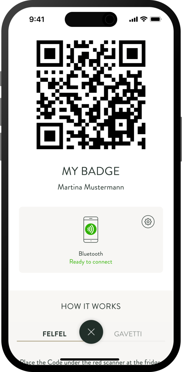 QR Code als digitaler Badge, um den Kühlschrank zu öffnen