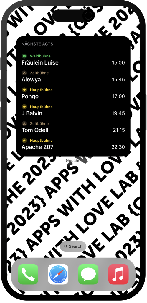 Screenshot Guesche 2023 hackathon app: Homescreen Widget