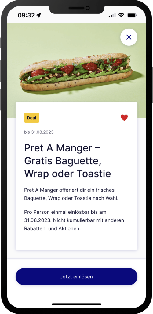 Detailansicht eines Deals bei Pret A Manger