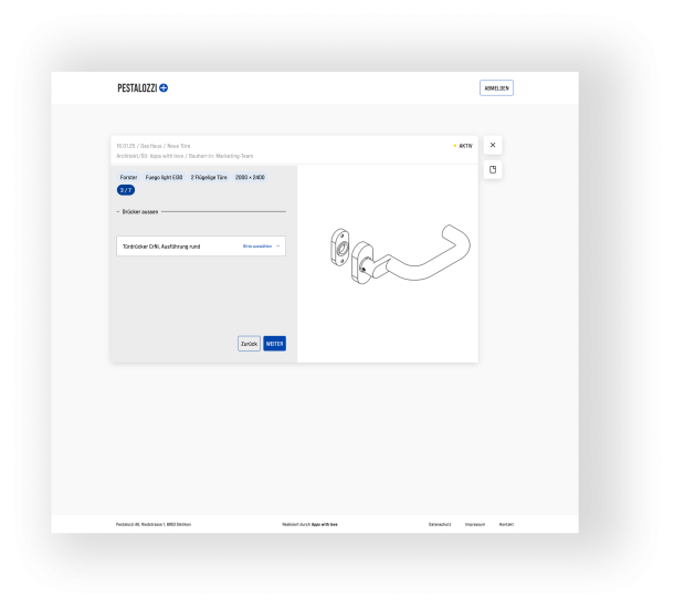 Auswahl des gewünschten Türdrückers