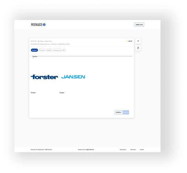 Auswahl des gewünschten Systems