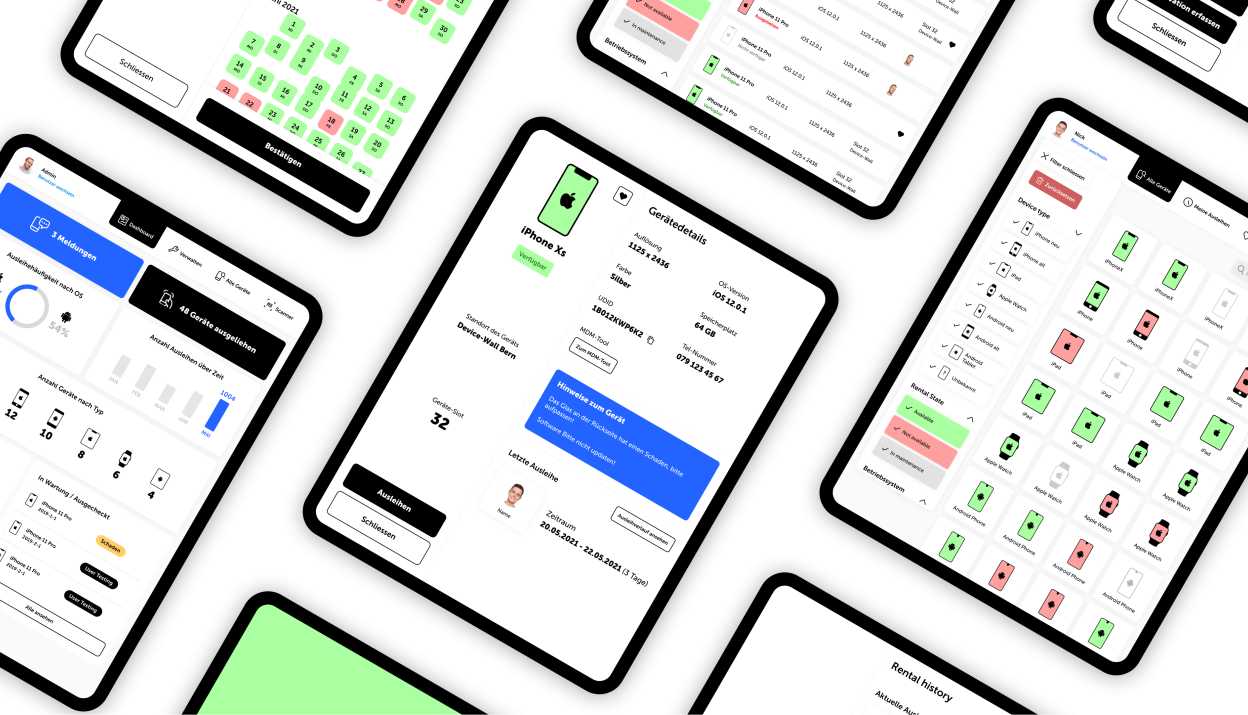 User interface of the digital device wall on iPads