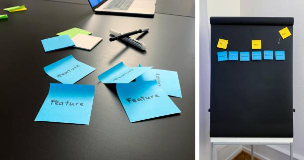Post-its avec epics et features