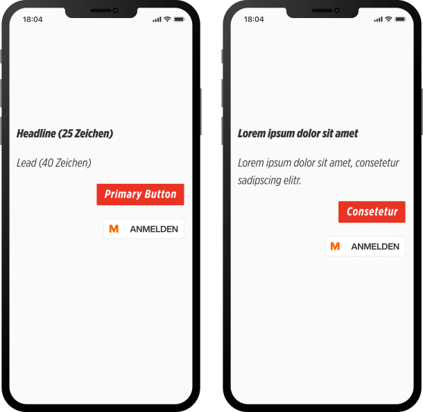 Denner Welcome Screen with placeholder text