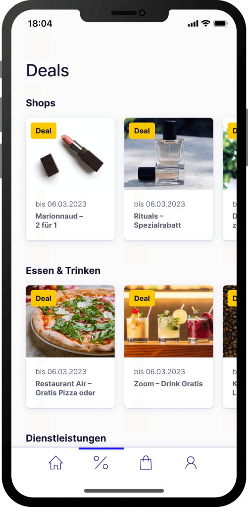 Übersicht der verfügbaren Deals in der ZRH Insider App